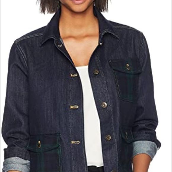 Pendleton Denim Jean Jacket w/ Blackwatch Pockets - Picture 2 of 6